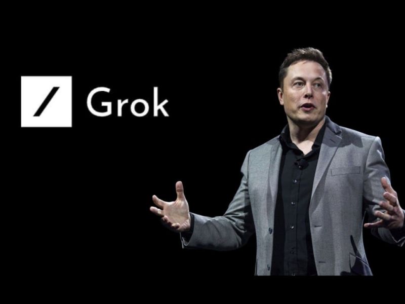 ايلون ماسك وشعار برنامج grok
