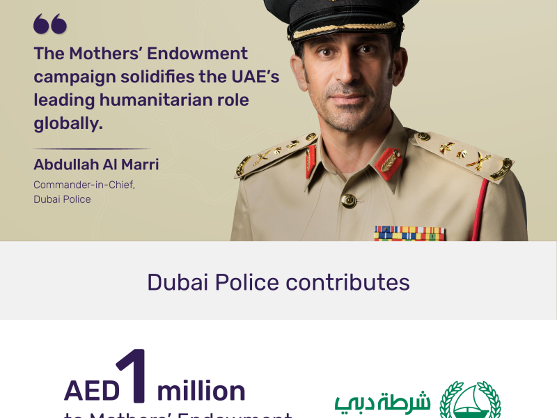 Dubai Police contributes AED 1 million to Mothers’ Endowment campaign