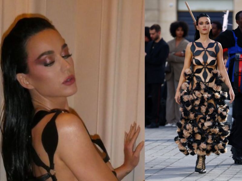 كاتي بيري شبه عارية بفستان جريئ للغاية في  Vogue World 2024 