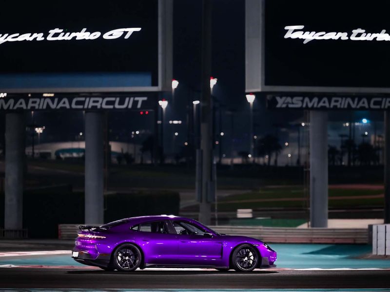 Porsche Taycan Turbo GT sets official production EV lap record at Yas Marina Circuit