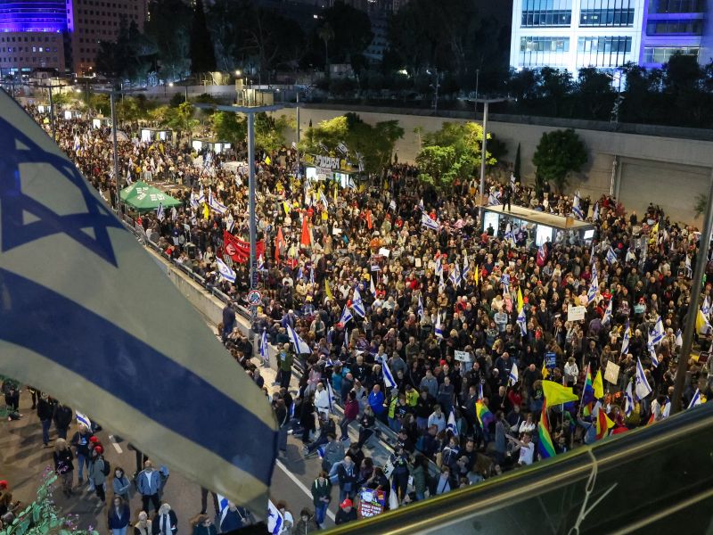 Family members and friends of Israelis held hostage by Palestinian militants in Gaza since October 2023, rally to demand action for their release in front of the Israeli defence ministry in Tel Aviv on March 8, 2025. AFP Hundreds of thousands of ultra-orthodox Jews rally in Jerusalem