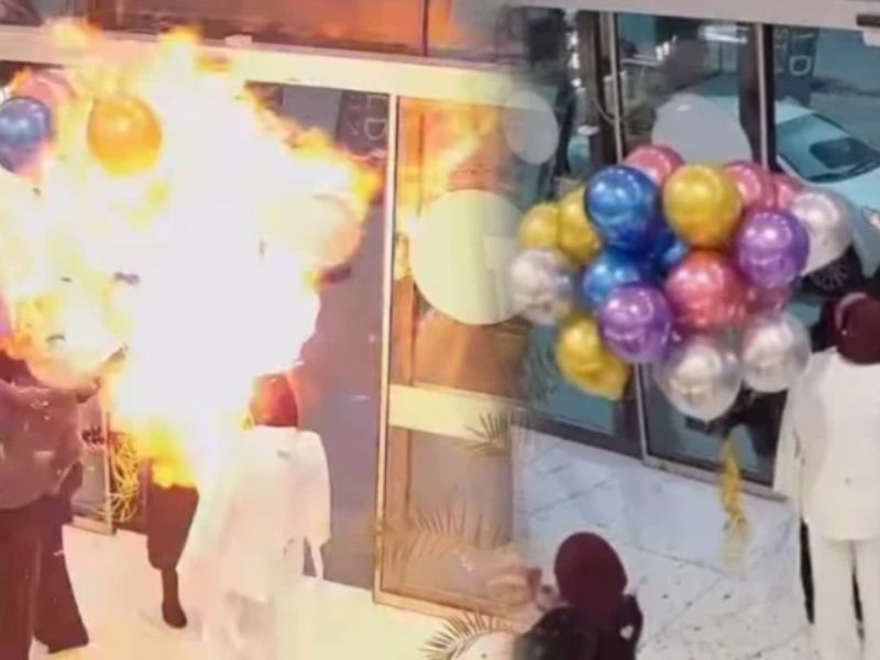بالونات مشتعلة تنفجر وتسبب حروقًا لعدة نساء، بينها صاحبة المناسبة!