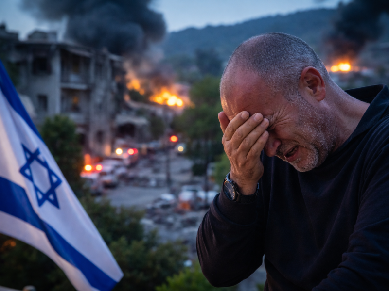 رئيس مستوطنة يبكي دمار كريات شيمونا