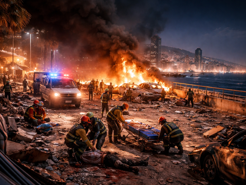 جنود لبنانيون يتفقدون موقعا استهدفته غارة جوية إسرائيلية