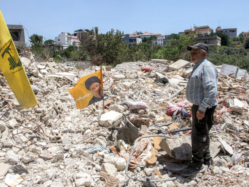 Hezbollah flag after Lebanon Bombing