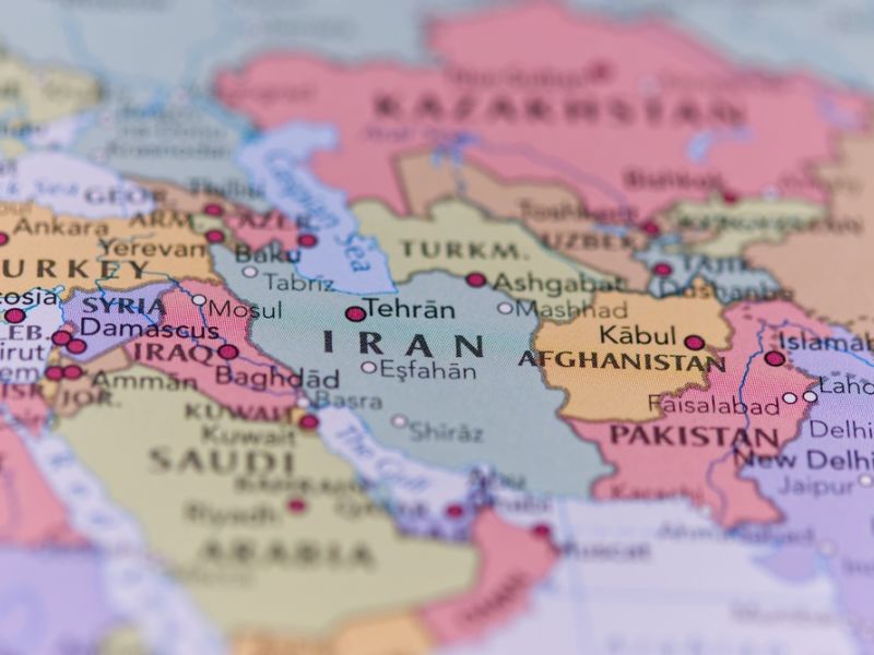 Iran on a map