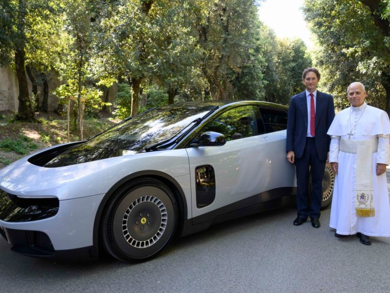 The Pope with Ferrari's Luce EV