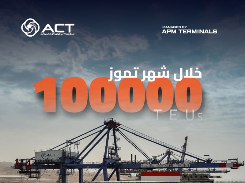 Aqaba Container Terminal Handles Record 101,900 TEUs in July 2026