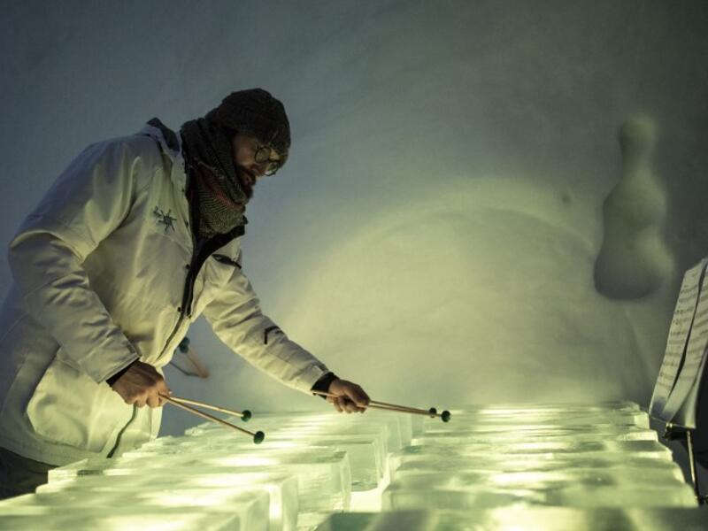 When Tim Linhart started making instruments from ice they were more likely to explode with a bang than produce music, but things have come a long way since then. 
Marco BERTORELLO / AFP