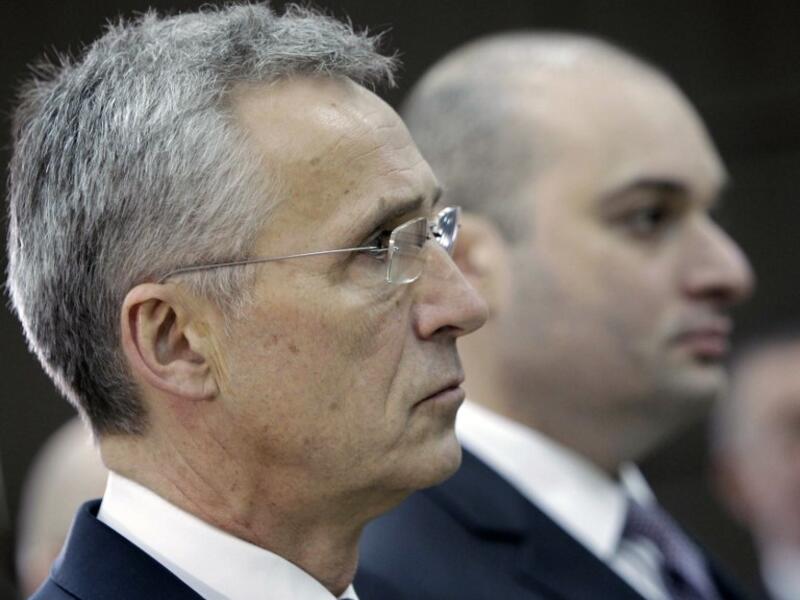 NATO Secretary General Jens Stoltenberg (L) and Georgian Prime Minister Mamuka Bakhtadze  (AFP)