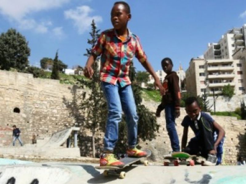 Children in the Jordanian capital Amman enjoy some fun at a skate park in Amman (AFP/File Photo)	
