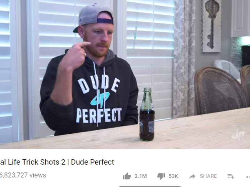 فيديو Real Life Trick Shots 2  لمجموعة dude perfect  الشهيرة والذي أصدره في شهر يناير وحصد أكثر من 136 مليون مشاهدة.