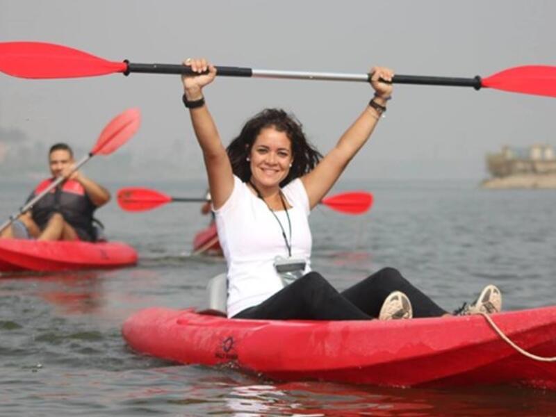 Yara Shalaby on the Kayak. (Nile Kayak Club official account on Facebook)
