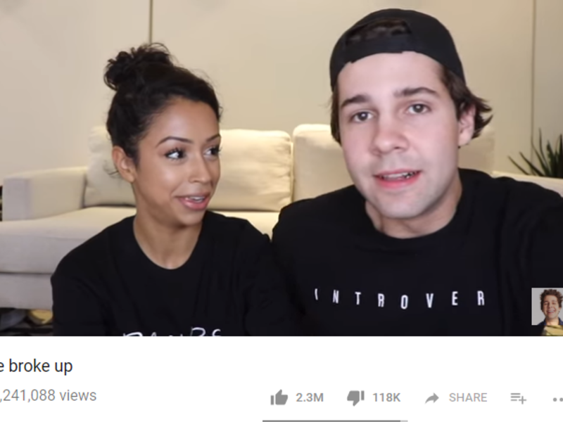 we broke up  لليوتيوبر David Dobrik والذي حصد أكثر من 47 مليون مشاهدة منذ إصداره في شهر يناير الماضي.