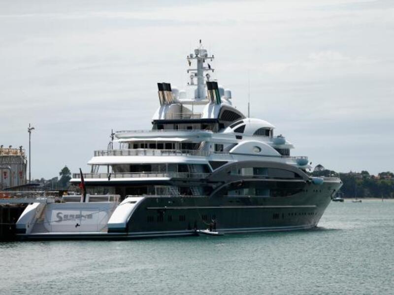 The Serene yacht docked in Auckland in New Zealand in January 2015, when it was then owned by Russian tycoon Yuri Schefler (Phil Walter/AFP) 