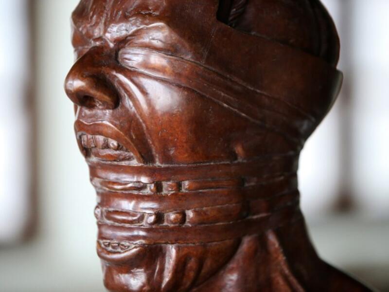 A picture taken at the Museum of Modern Art in Kuwait City on October 4, 2018, shows a sculpture by Kuwaiti artist Sami Mohammed. 
Yasser Al-Zayyat / AFP