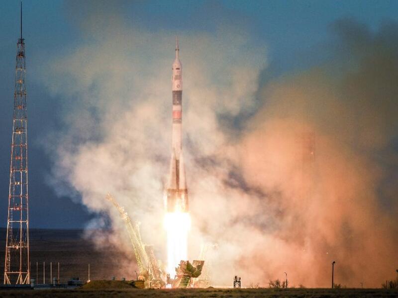 Russia's Soyuz MS-11 spacecraft carrying the members of the International Space Station (ISS) expedition 58/59, blasts off to the ISS from the launch pad at the Russian-leased Baikonur cosmodrome on December 3, 2018. 
Kirill KUDRYAVTSEV / AFP