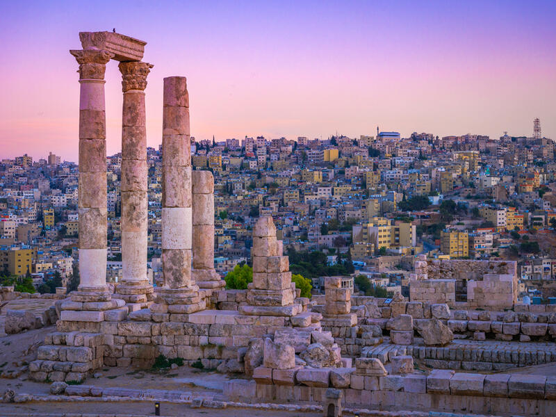 Roman ruins in the middle of the ancient citadel park in the center of Amman (Shutterstock)