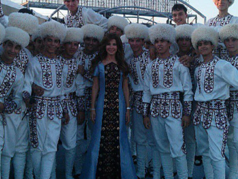 Nancy Ajram looking lovely in Turkmenistan's national costume (Image: Facebook)