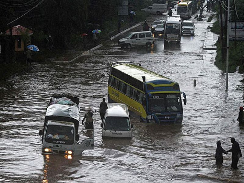 A flooded section of a road in Nairobi after a heavy downpour. (AFP/ File Photo)