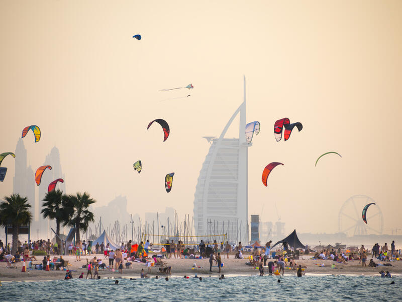 Jumeirah, Dubai
Kite beach in United Arab Emirates. A stretch of the beach designated for the kite surfers. The iconic Burj Al Arab is seen on the background (Shutterstock/File Photo)
