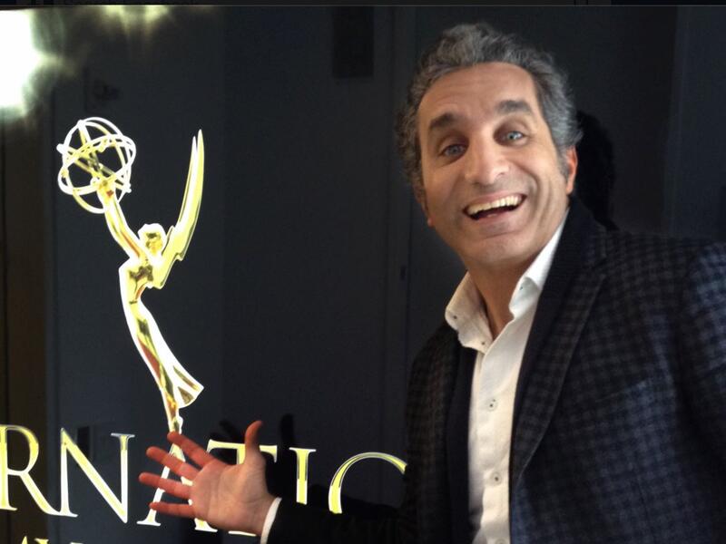 Bassem Youssef announcing his big moment at the Emmy's back in May. (Facebook)