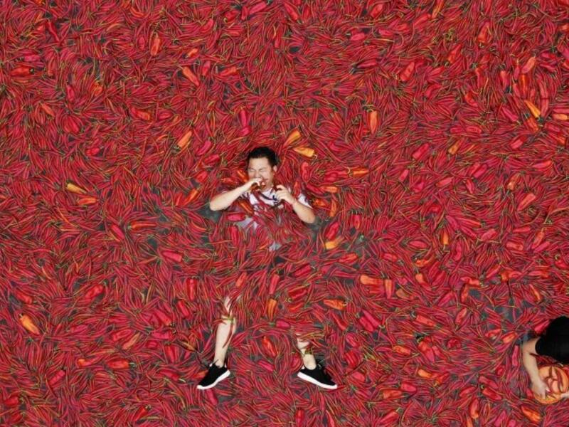 Chilli eating contest in Hunan province, China  (Twitter)