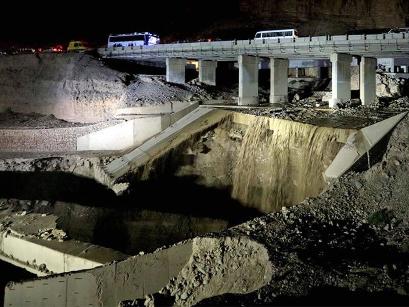 Civil Defence also said a bridge collapsed and a road was closed in the Dead Sea area (Twitter)