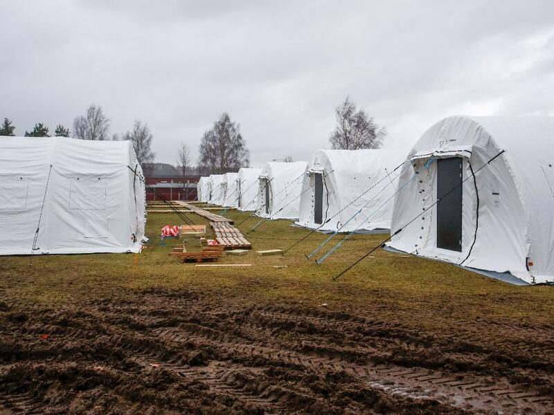 A refugee camp outside of Lund, Sweden (AFP/Drago Prvulovic)