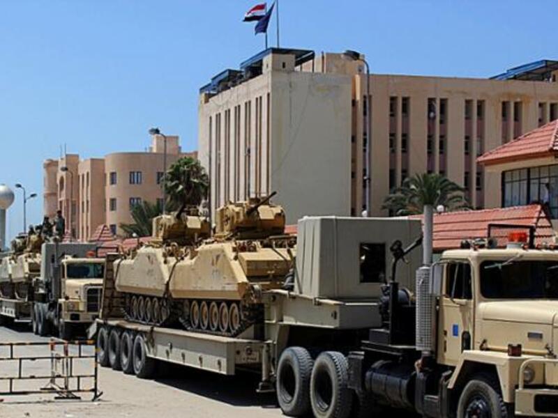 An Egyptian military convoy rolls through North Sinai. (AFP/File)