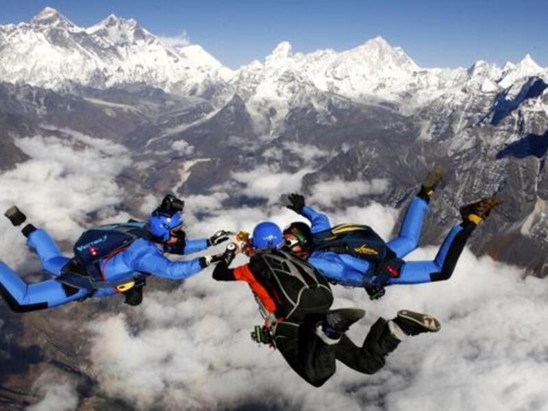 Skydive Above Mount Everest: For people who dream of throwing themselves out of perfectly good planes, this is the thrill for you. It involves a tandem skydive from 29,000 feet directly above Mount Everest. (pinterest.com)
