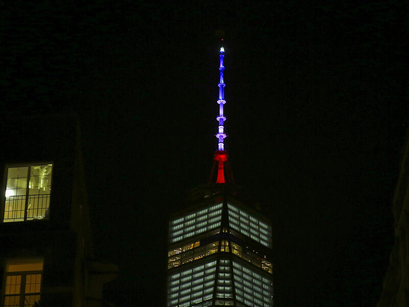 monuments lit up french flag #parisattacks