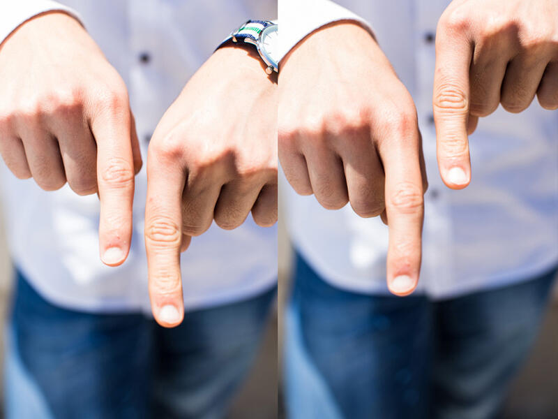 Arabic sign for we're tight, like this close