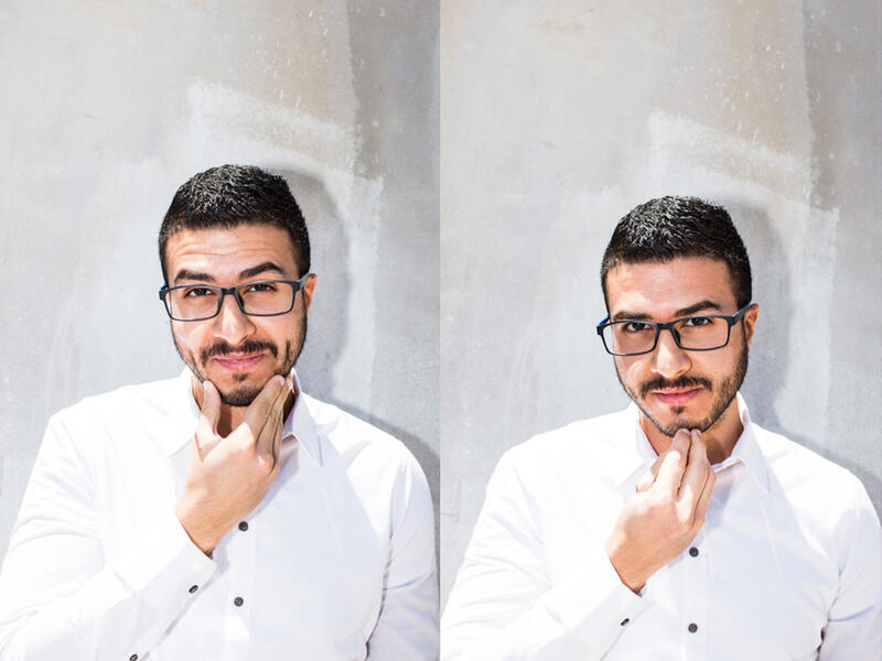 Arabic sign for please chin stroke