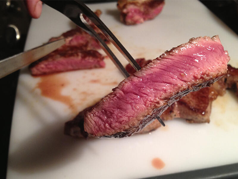 pink bloody steak medium rare