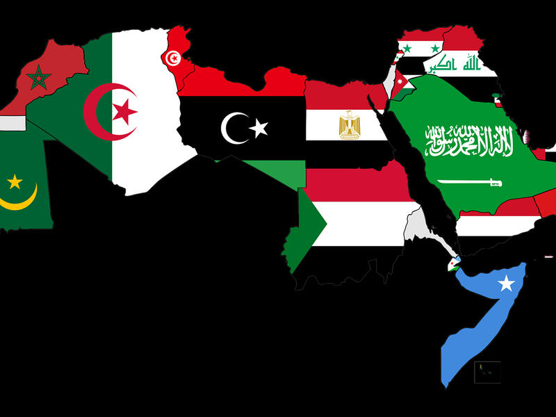 middle east map flags 