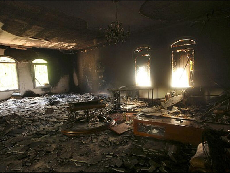 Two months later, in Sept. 2012, a large group of Islamic militants (many from the Salafist group Ansar al-Sharia) attack the US Special Mission in the city of Benghazi, as well as a CIA annex nearby. A US ambassador and three other Americans are killed. 
