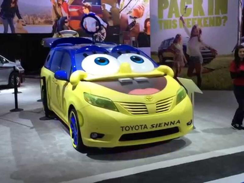 SpongeBob Square car is a custom Toyota Sienna Van with a special SpongeBob Square Pants design. (YouTube)