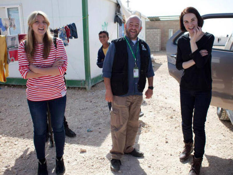 Michelle Dockery visiting Zaatari camp for Syrian refugees recently. (Image: Facebook)