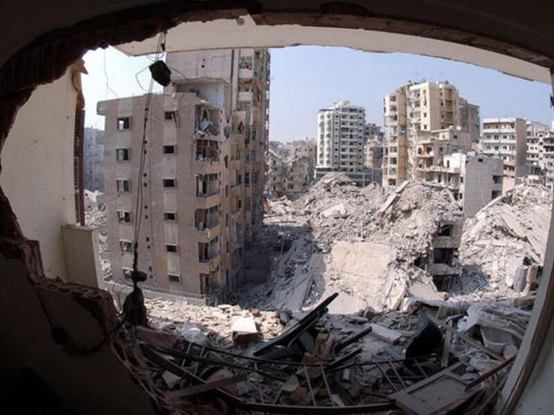 A destroyed Beirut on display.