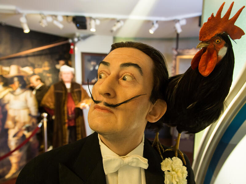 Salvador Dali's moustache endures on this wax statue. (Irina Klyuchnikova / Shutterstock.com)