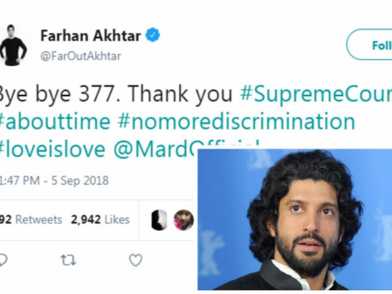 فرحان أختر: "وداعًا قانون 377، شكرًا للمحكمة العليا".