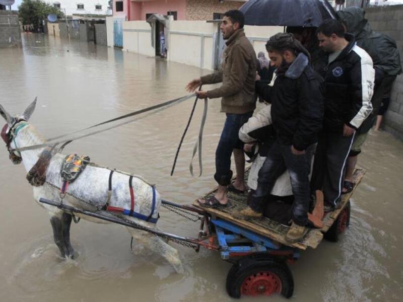 Hundreds of Palestinians had to be evacuated from their homes following severe flooding in the Gaza Valley Sunday. (AFP/File)