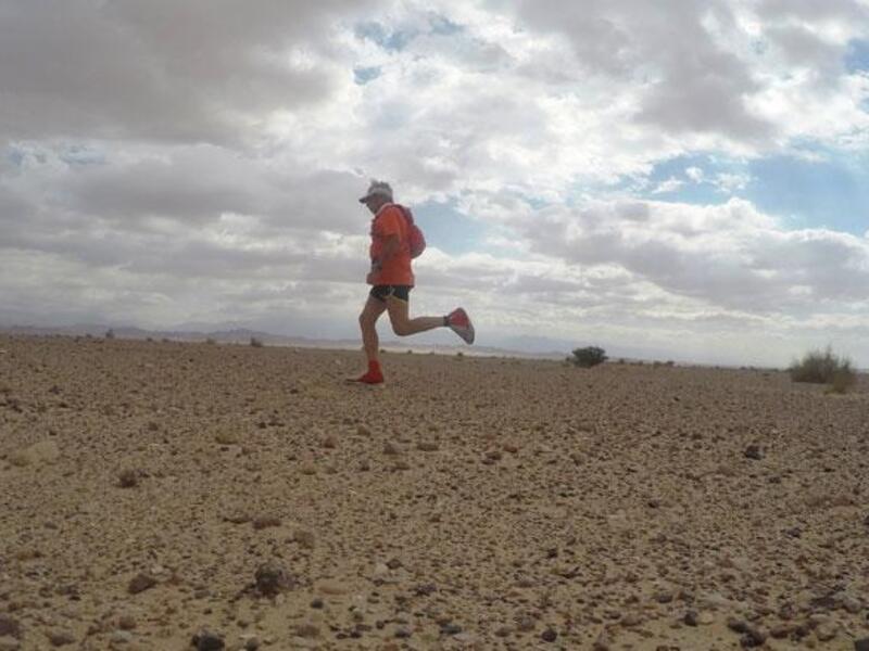 The Italian desert runner is seen during one of his marathons in Jordan recently (Photo courtesy of Giuliano Pugottoli)