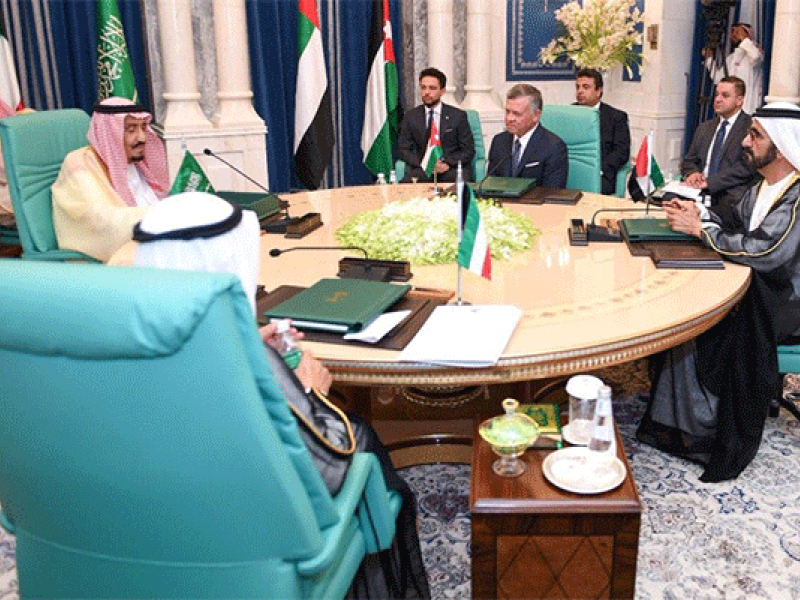 Saudi King Salman and Jordan's King Abdullah (r) attend Mecca Summit, June 11, 2018. (AFP/ Photo Yousef Allan