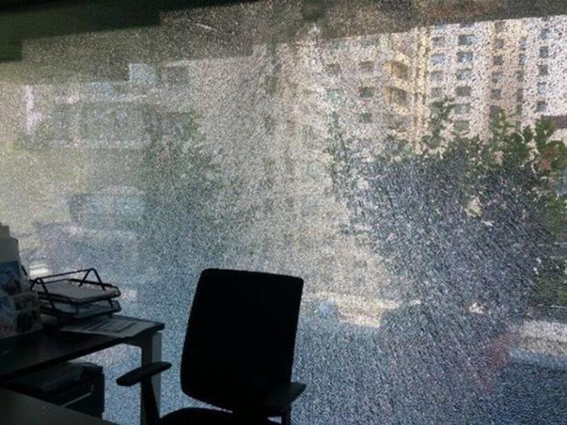 An unknown gunman opened fire on the office of Al Jadeed TV's chairman overnight on July 26, 2016. (Twitter/Al Jadeed)