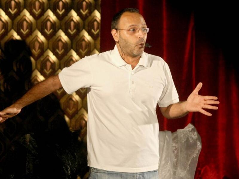 A file picture taken on July 18, 2013, shows Lebanese writer and actor Ziad Itani performing on stage in the capital Beirut. (Anwar Amro/AFP)