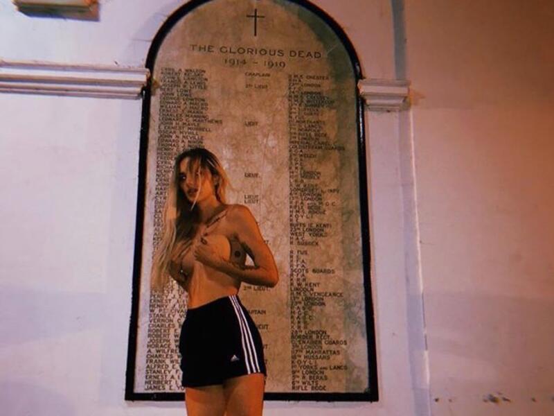 The 31-year-old singer said the pictures were taken inside the grounds of a London church while she was drunk (Twitter)