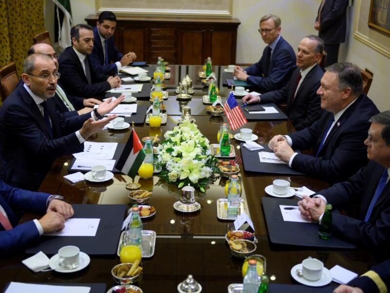 Pompeo is on an eight-day tour that comes weeks after the US President announced that the United States would quickly pull its 2,000 soldiers out of Syria, declaring that ISIS -- had been defeated.
ANDREW CABALLERO-REYNOLDS / POOL / AFP