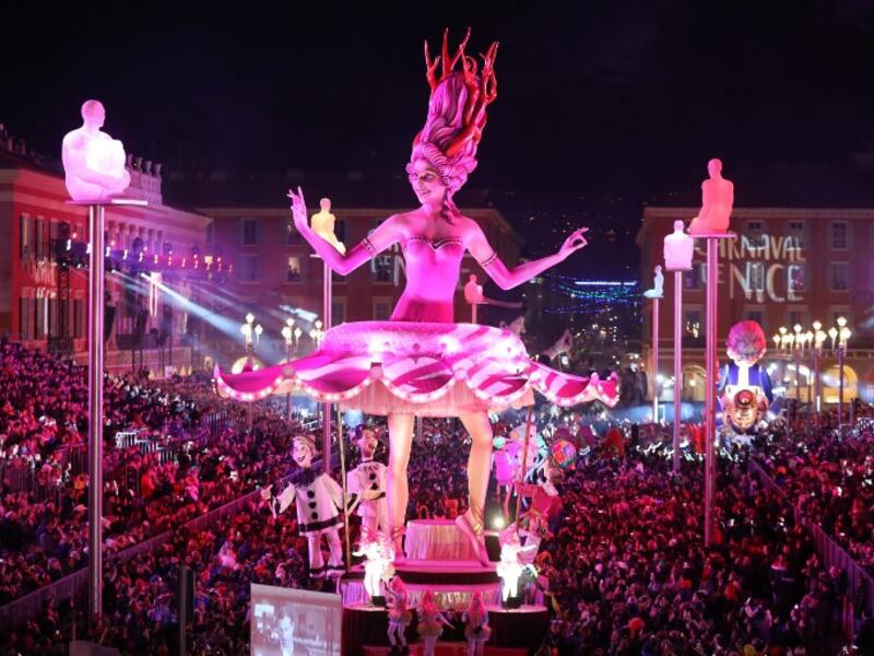 The queen's float parades during the Nice carnival parade on February 16, 2019 in Nice, southeastern France. 
VALERY HACHE / AFP